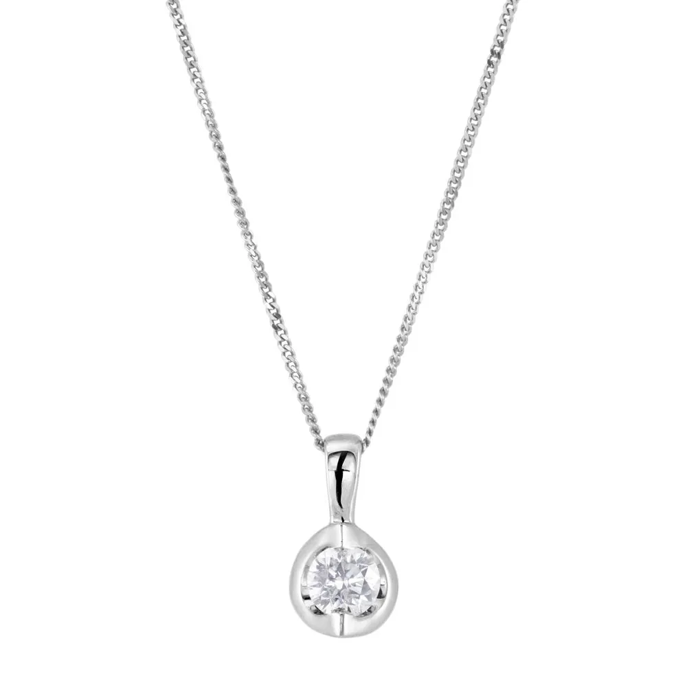 18ct White Gold Round Brilliant Cut Diamond Eclipse Necklace