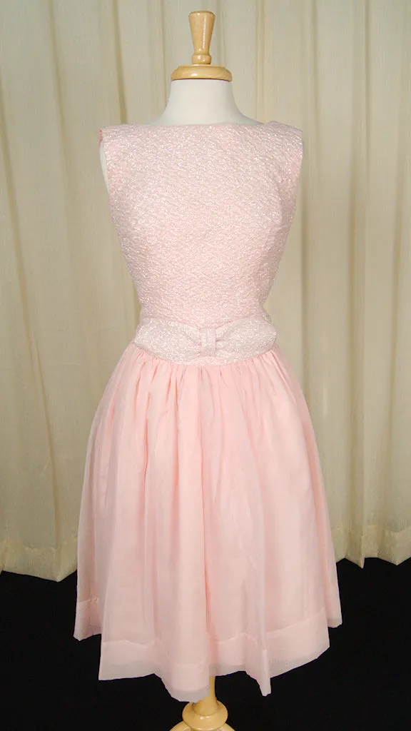 1960s Pink Bow Swing Dress