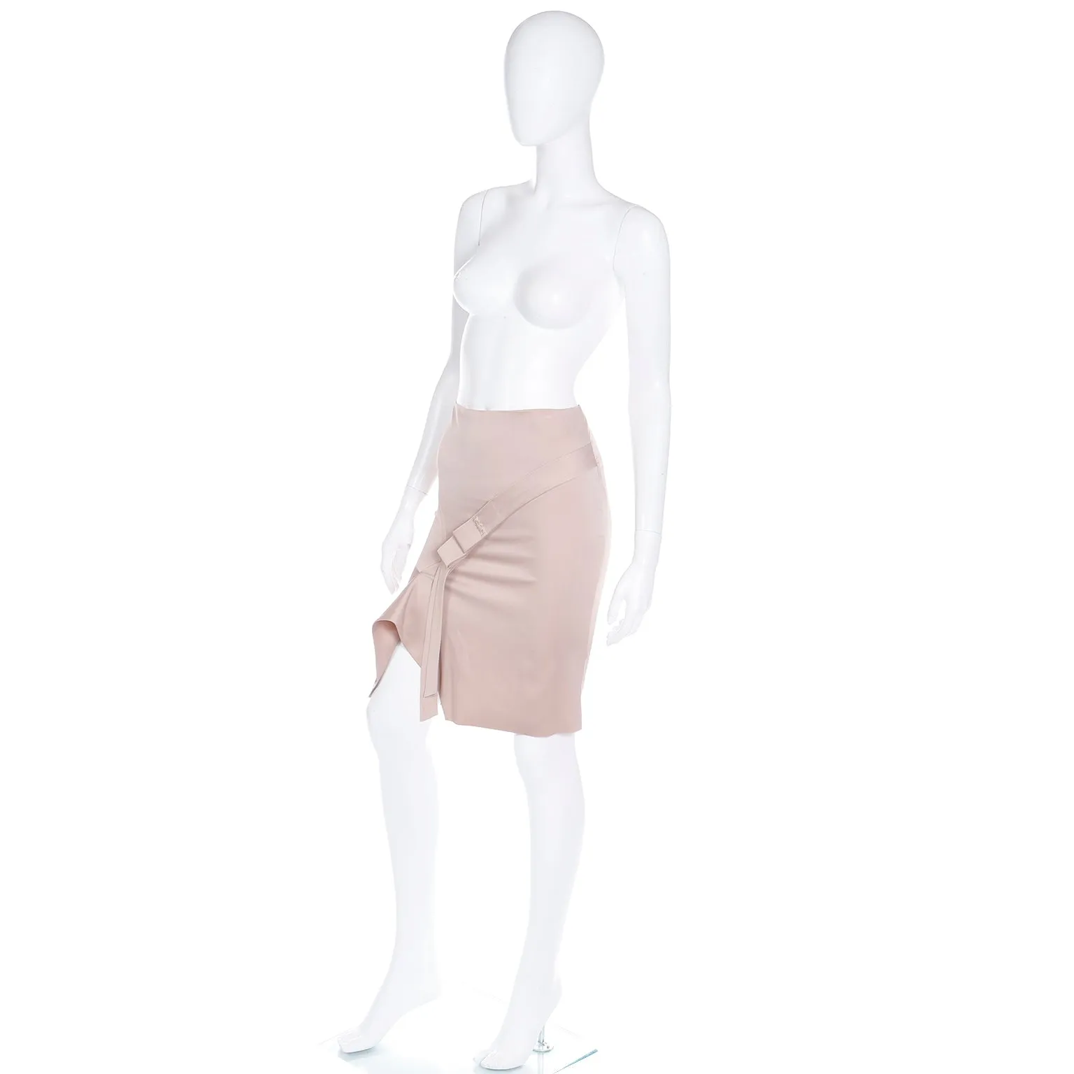 2000s Tom Ford For Gucci Light Gold Pink Asymmetrical Skirt