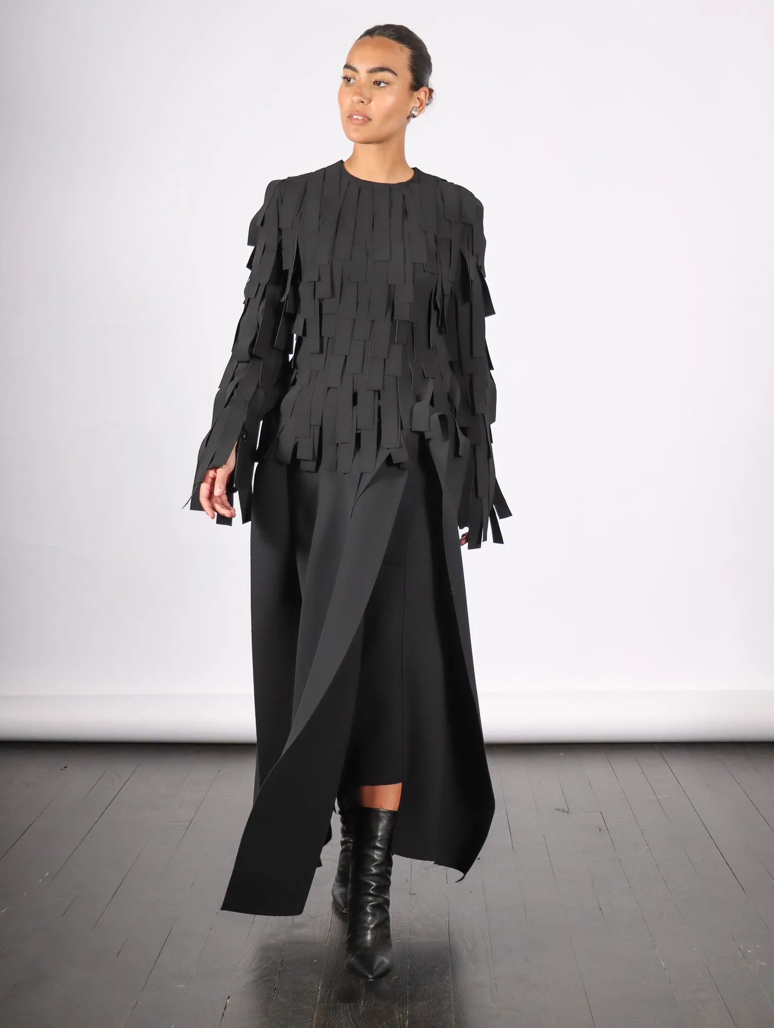 Asymmetric Panels Skirt in Black by A.W.A.K.E. Mode