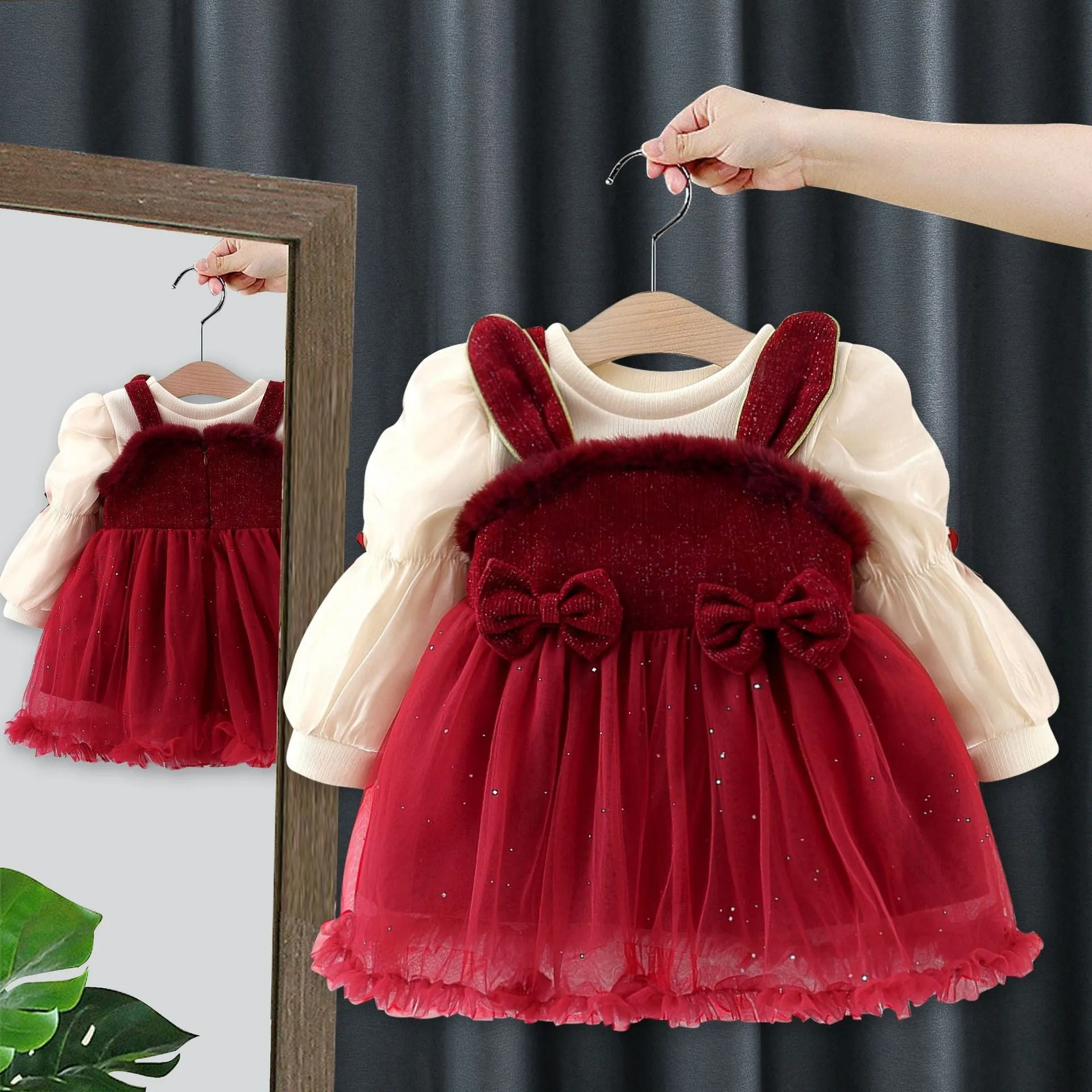 Autumn and Winter New Arrival Baby Girls Long Sleeves Crew Neck Top