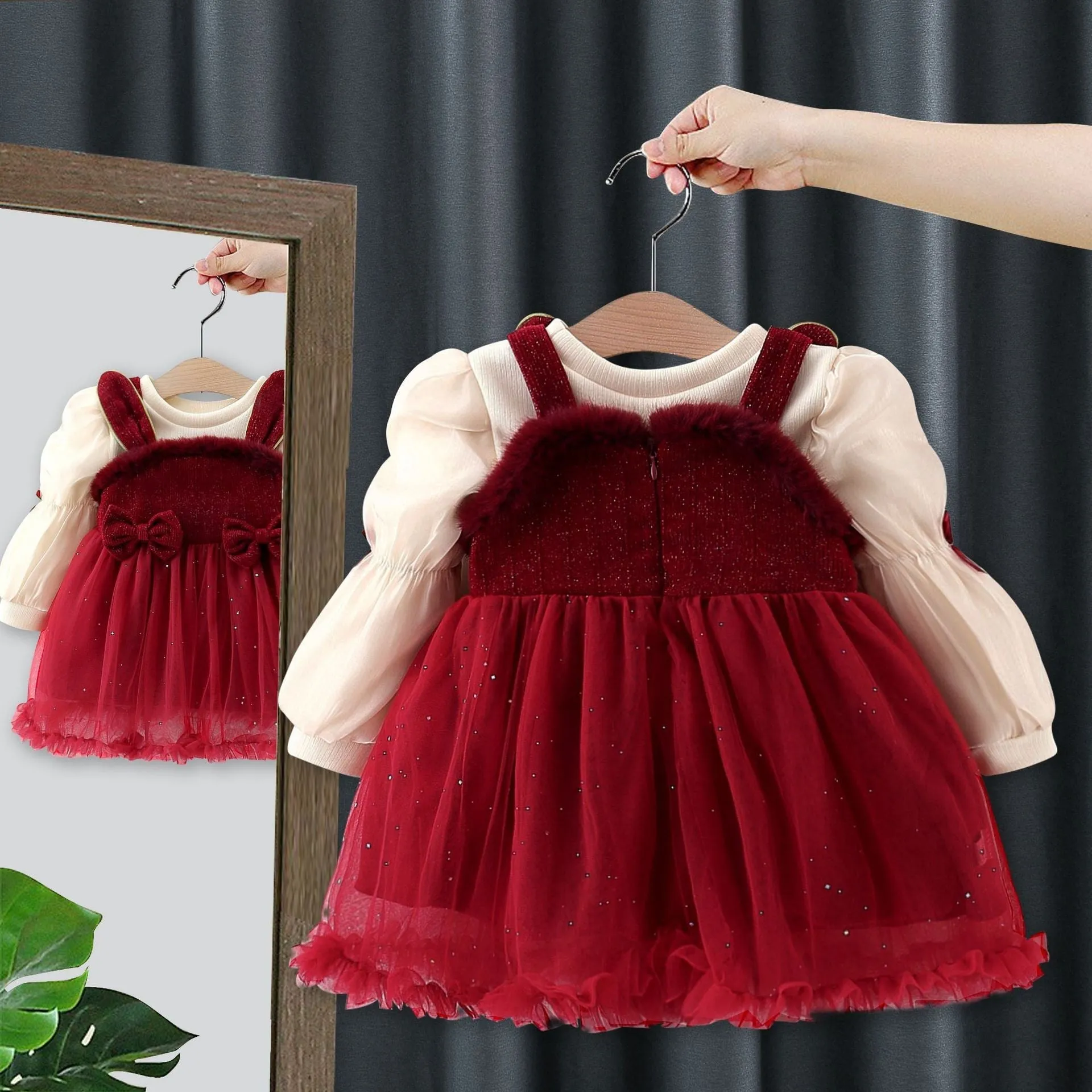 Autumn and Winter New Arrival Baby Girls Long Sleeves Crew Neck Top