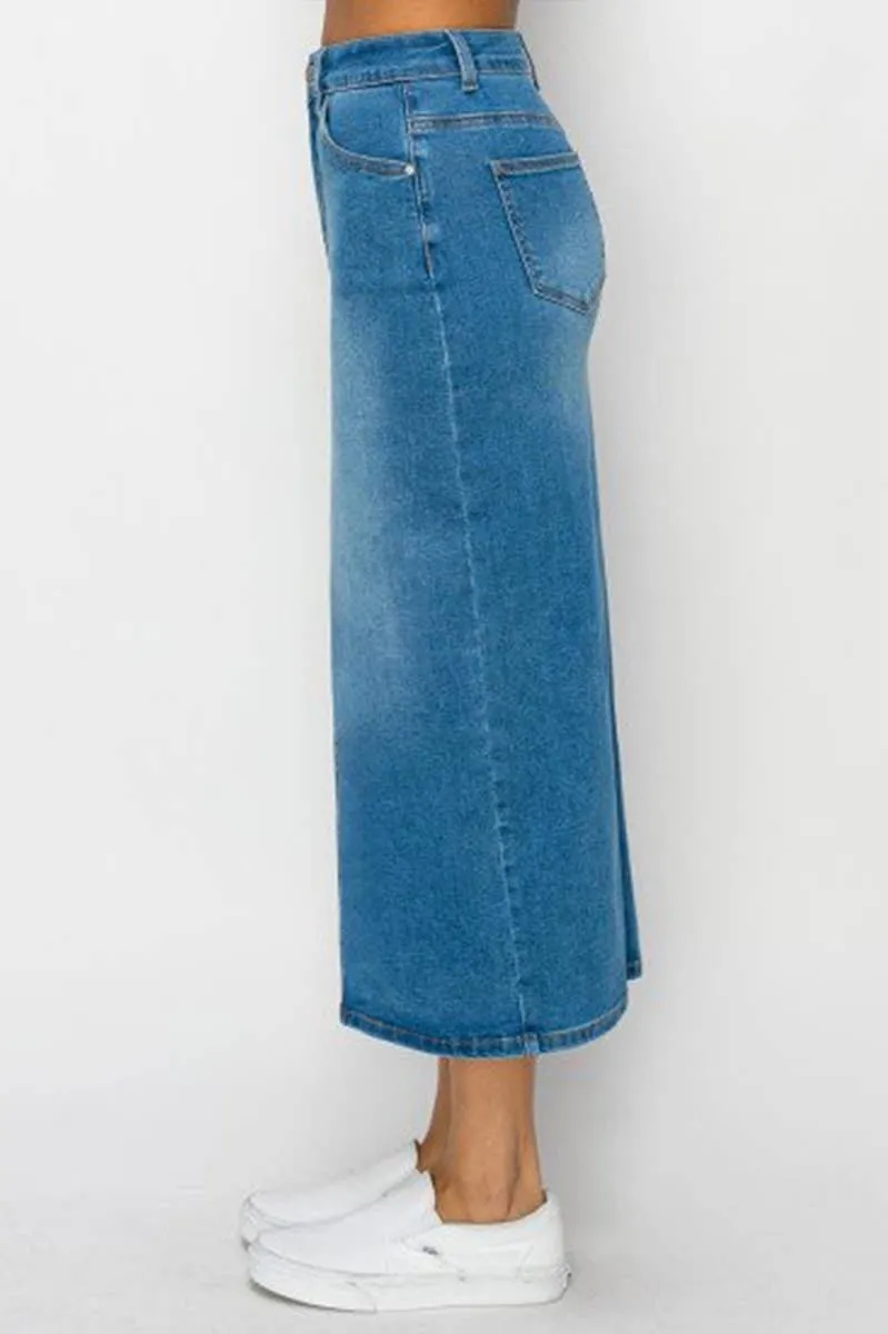 BASIC DENIM SKIRT WITH BACK SLIT