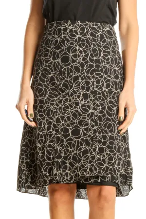 Black Printed Classic A-Line Skirt