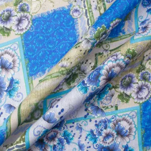 Blue Floral Printed Lavender Linen