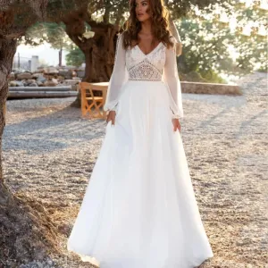 Bohemian Long Sleeve A-line Wedding Dress