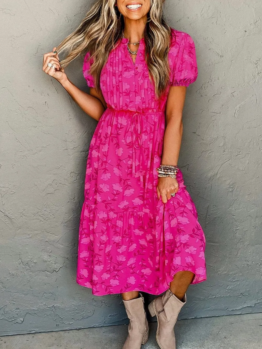 Casual Floral Midi Dress