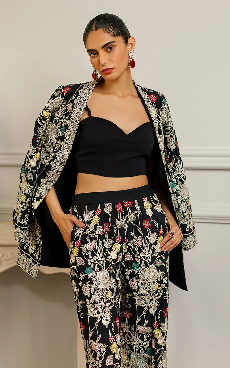 Chiffon Embroidered Jacket With Trouser