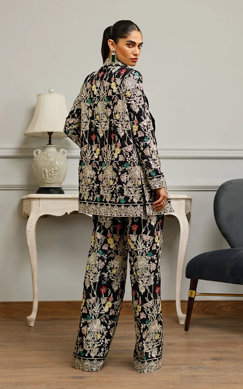 Chiffon Embroidered Jacket With Trouser