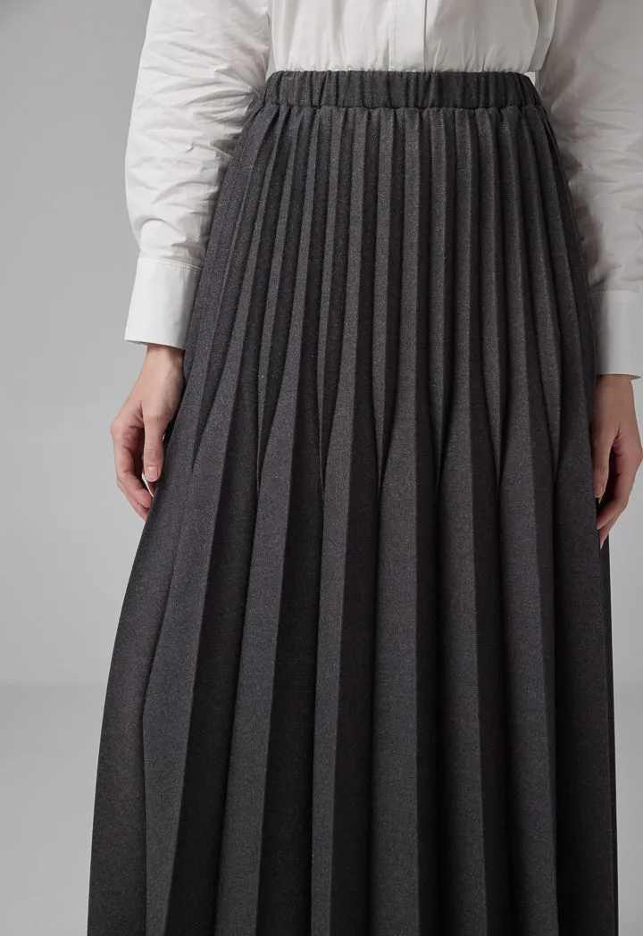 Choice Solid Pleated Maxi Skirt Anthracite