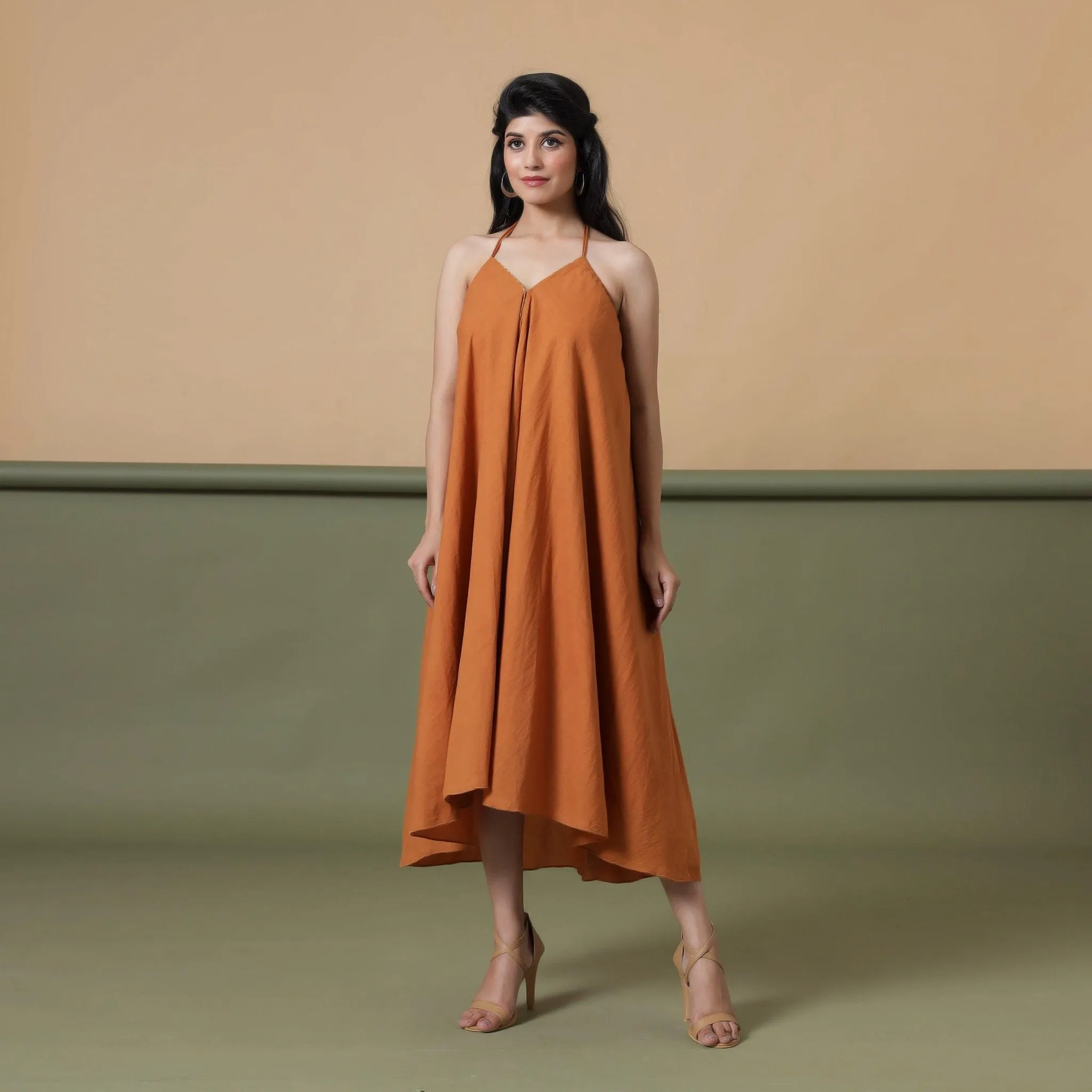 Convertible 6-Way Rust Sandstone Tie-Dye Cotton Skirt Dress