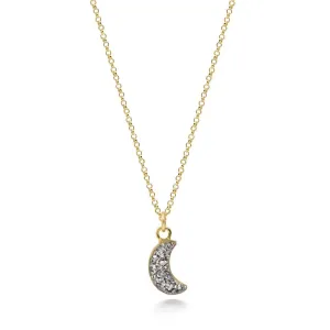 Crescent Silver Druzy Necklace