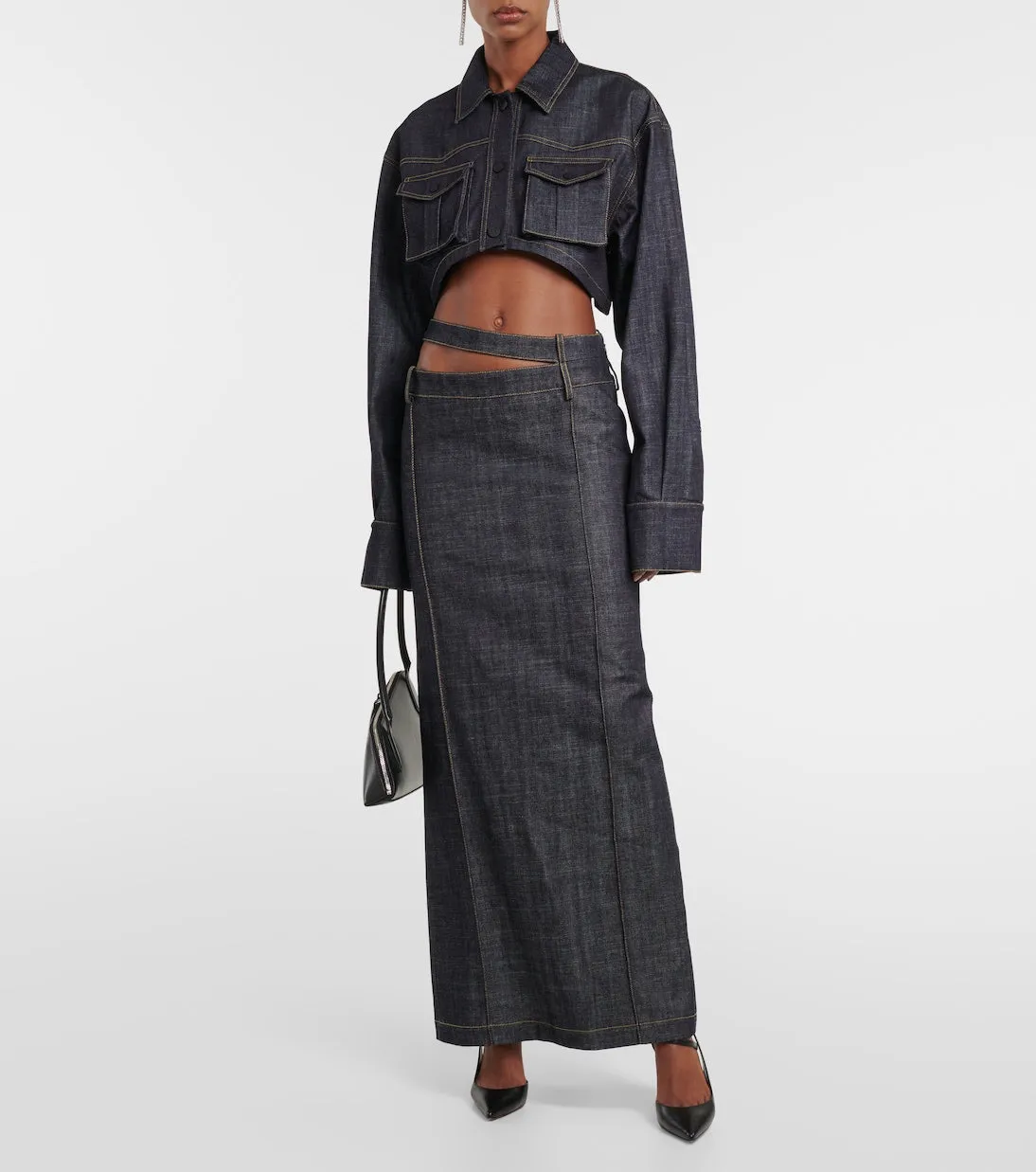 Denim maxi skirt ararat The Mannei, blue