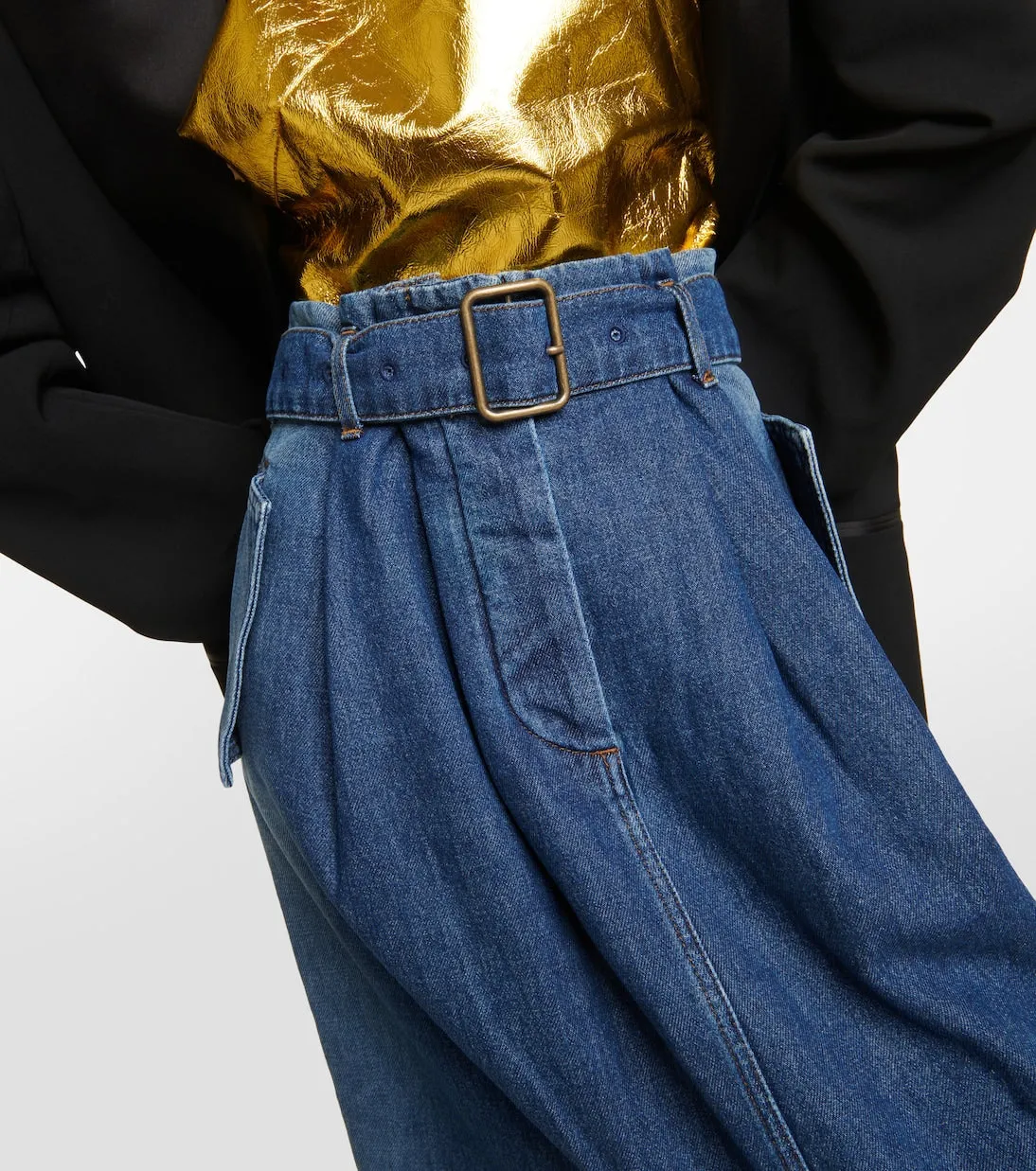 Dries Van Noten Savannas High Waist Denim Maxi Skirt, Blue