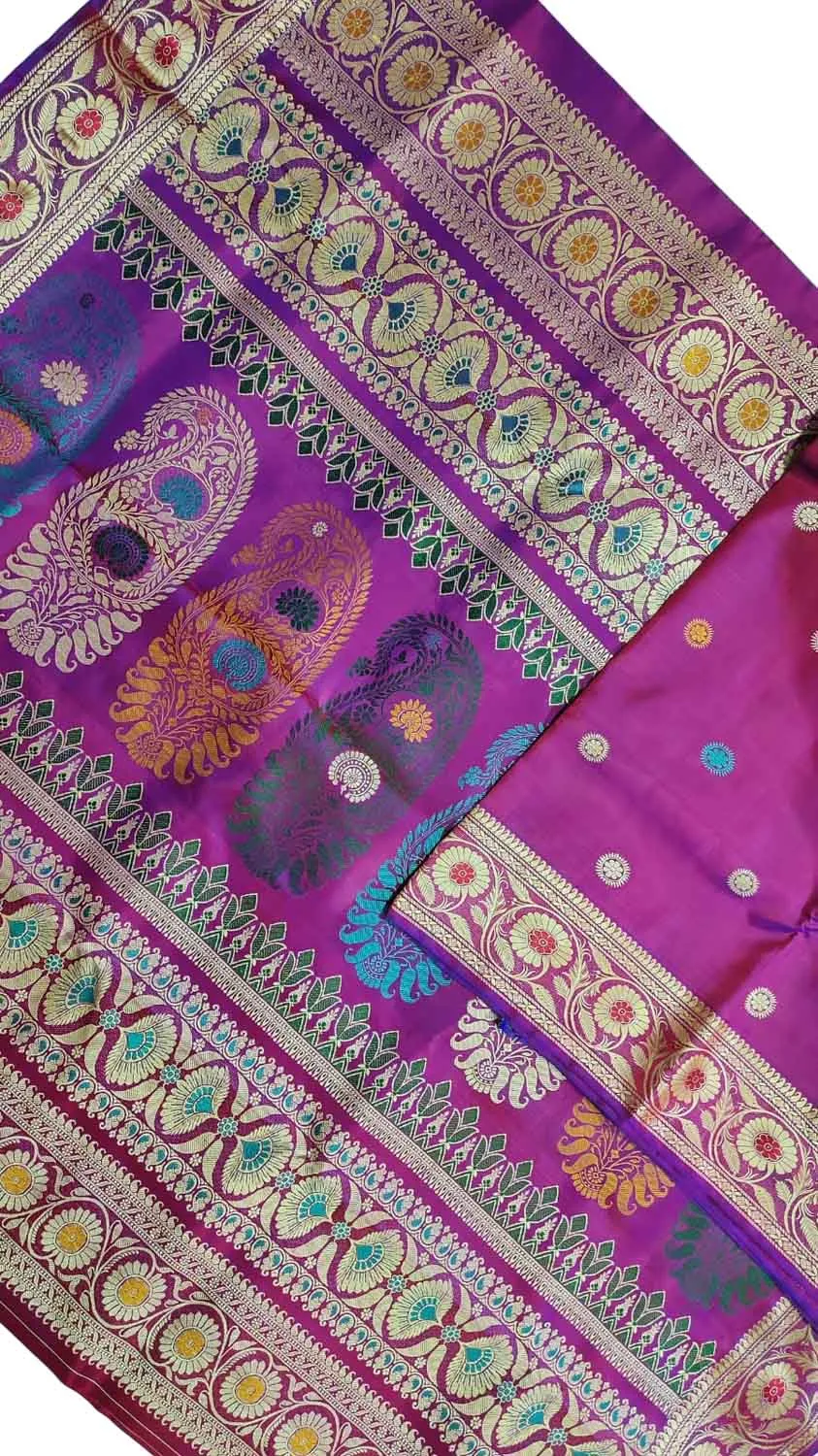 Elegant Pink Baluchari Silk Meenakari Saree: Handloom Perfection