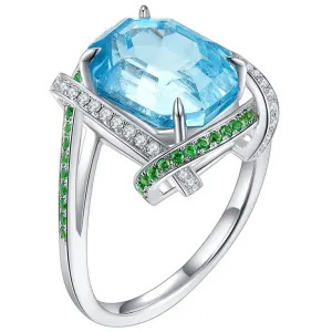 Eostre Aquamarine, Tsavorite and Diamond White Gold Ring