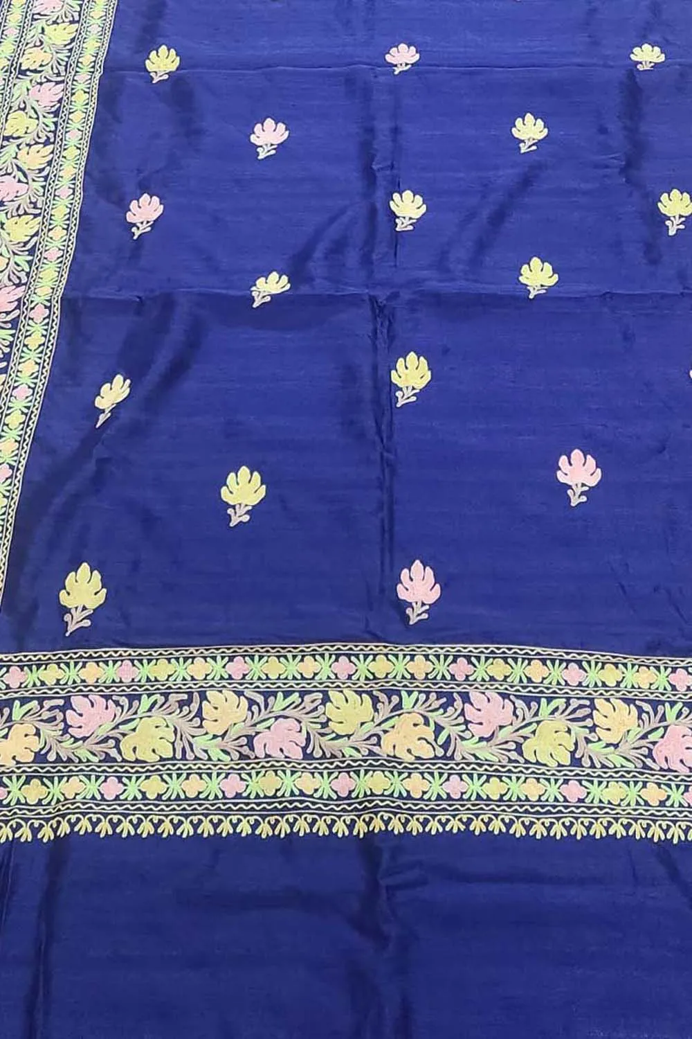 Exquisite Blue Silk Saree with Hand Embroidery