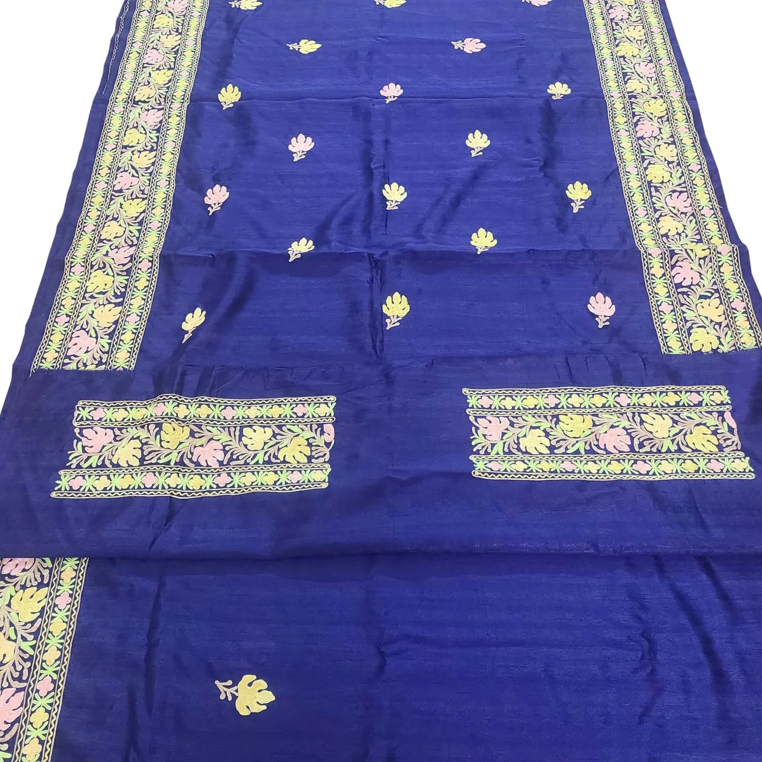 Exquisite Blue Silk Saree with Hand Embroidery