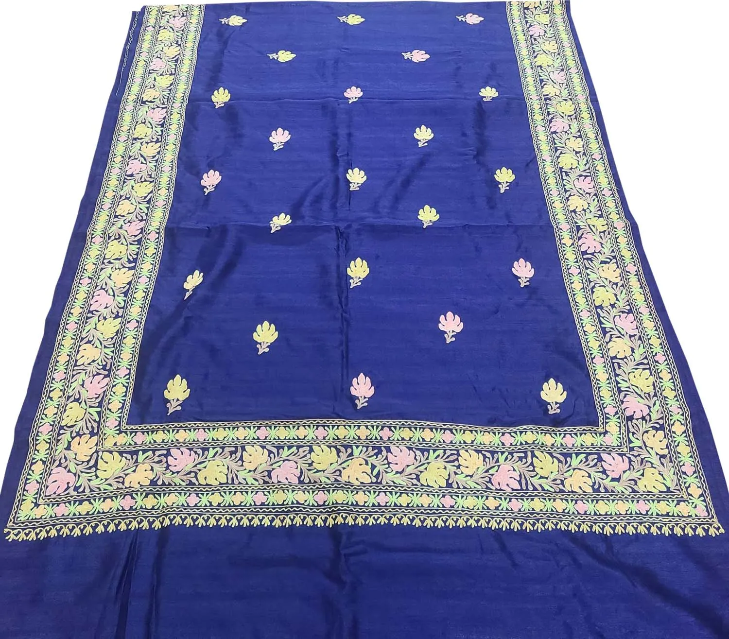 Exquisite Blue Silk Saree with Hand Embroidery