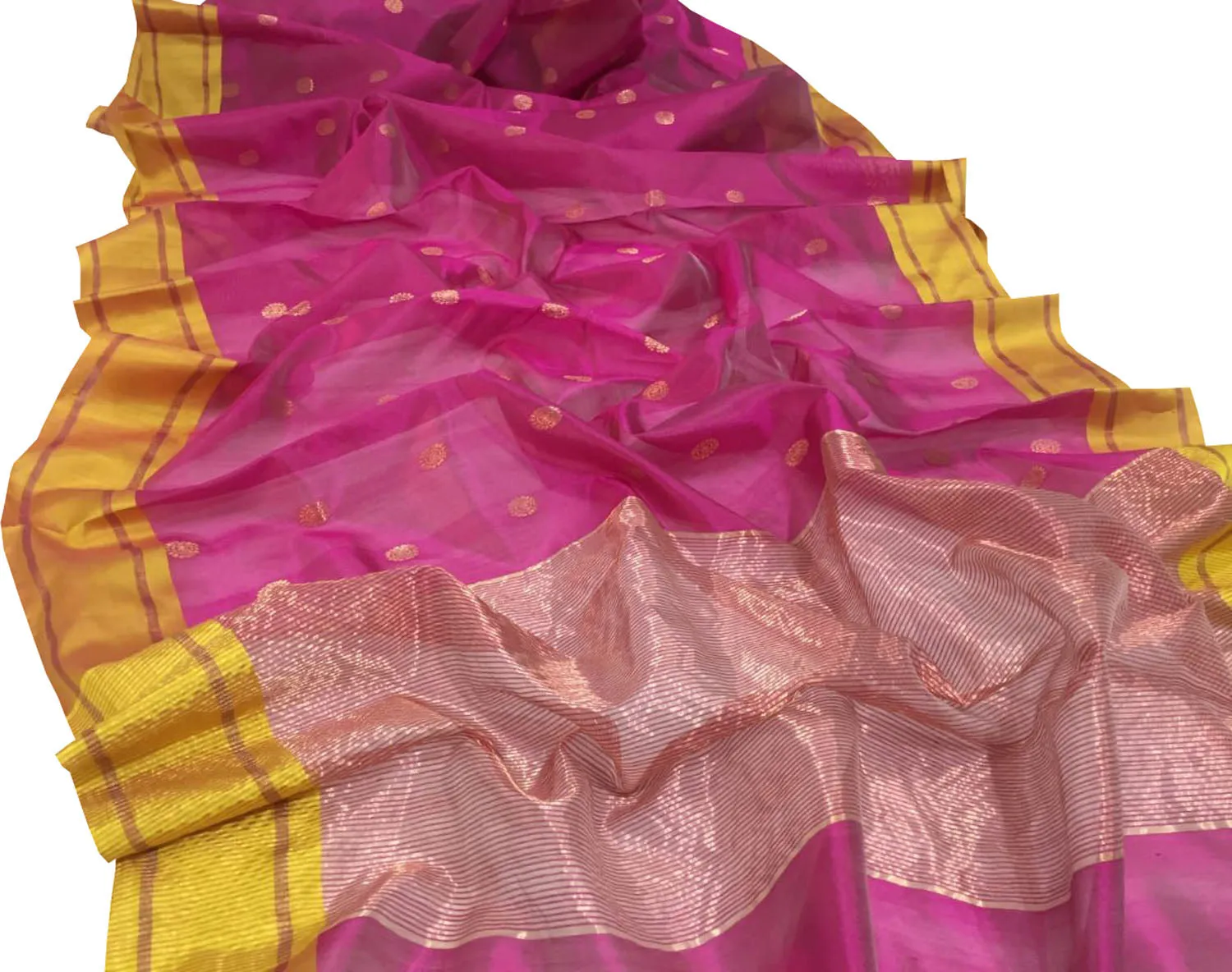 Exquisite Pink Chanderi Silk Saree - Handloom Beauty