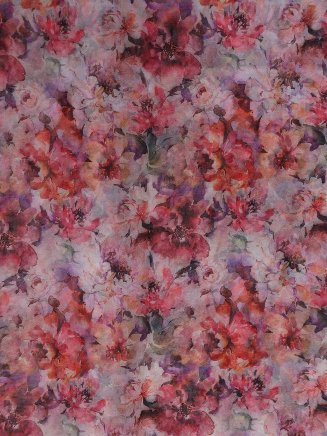 Floral Organza Silk Fabric - Multicolor Digital Print (1 Mtr)