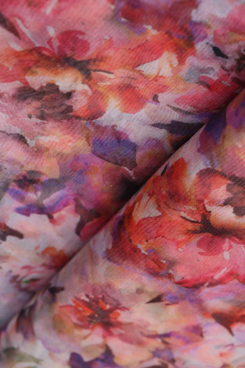 Floral Organza Silk Fabric - Multicolor Digital Print (1 Mtr)