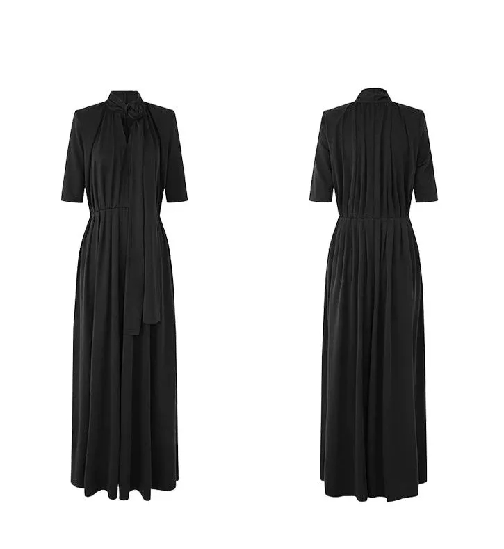 High-end elegant Summer French Pleated flowy maxi long wedding Knit Dress - KCae