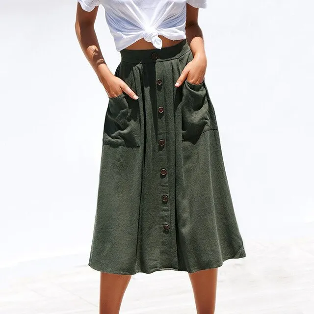 High Waist Pure Color Skirts