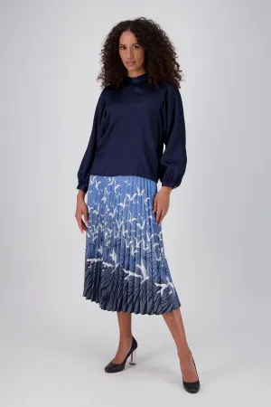 Homebound Pleated Skirt Blue