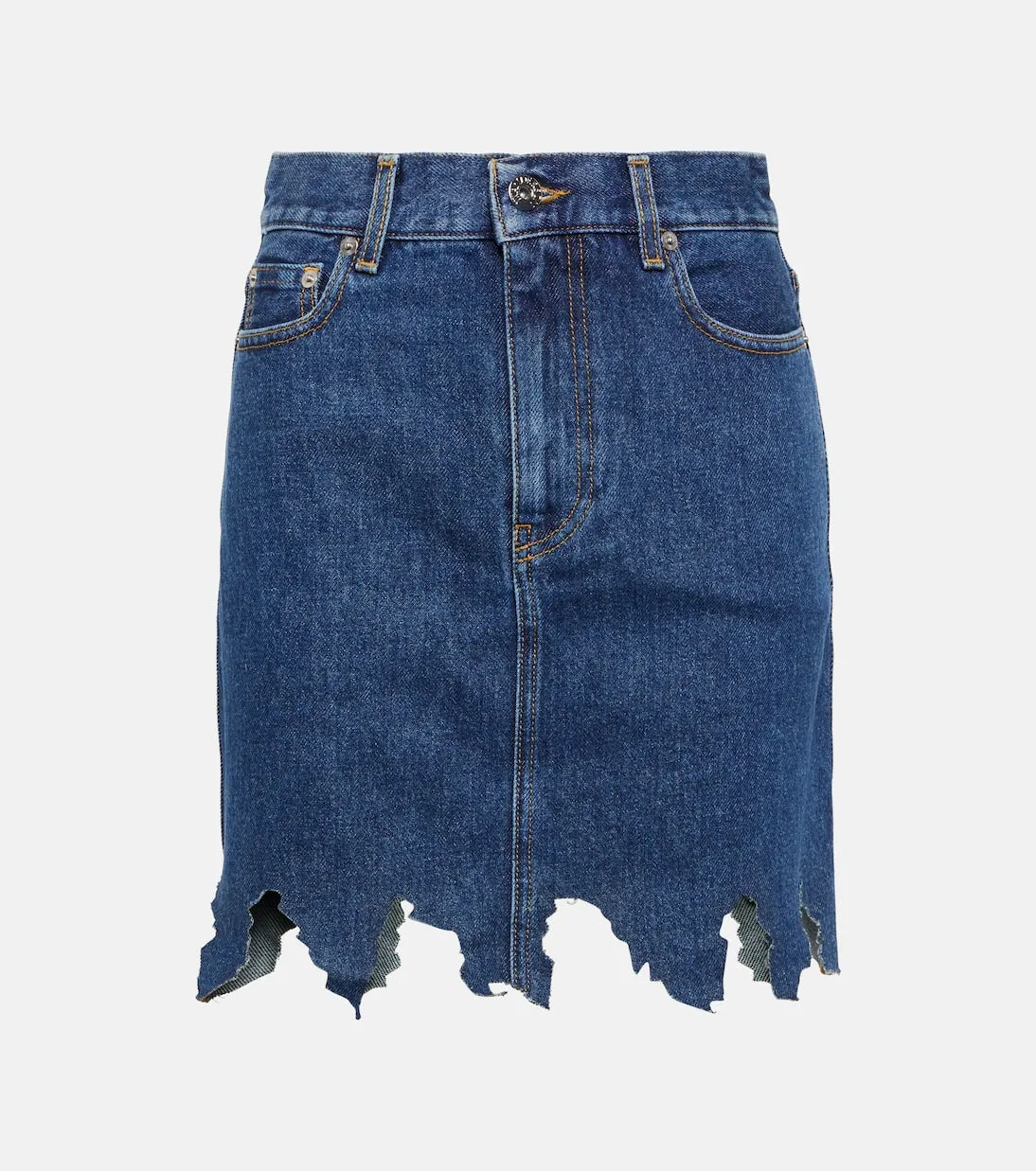 Jw Anderson distressed denim miniskirt, blue