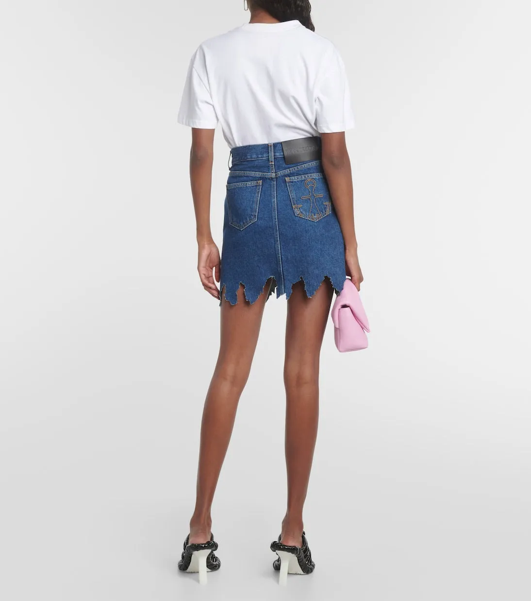 Jw Anderson distressed denim miniskirt, blue