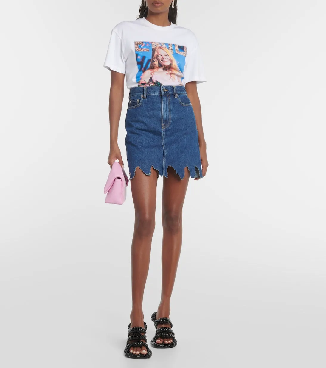 Jw Anderson distressed denim miniskirt, blue