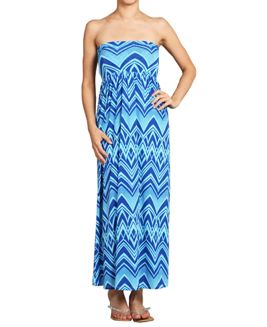 Maxi Skirt Convertible Dress Blue Tribal