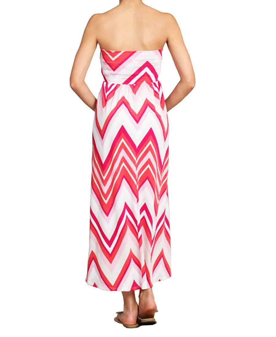 Maxi Skirt Convertible Dress Hot Pink Chevron