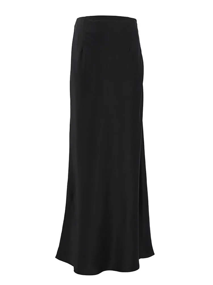 New Elegant Satin Black Trumpet Skirts