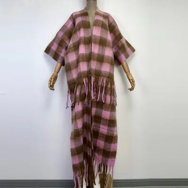 Plaid Prism Wool Kimono