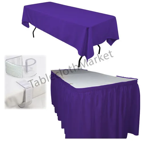 Polyester Pleated Table Set Skirt Skirting 21' Ft    Clip   Topper Media Day"