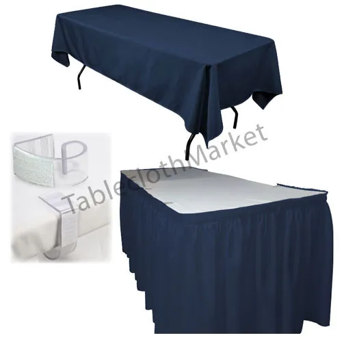 Polyester Pleated Table Set Skirt Skirting 21' Ft    Clip   Topper Media Day"