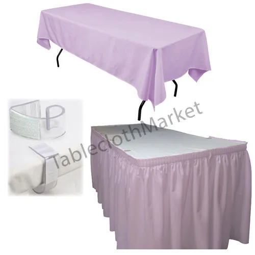 Polyester Pleated Table Set Skirt Skirting 21' Ft    Clip   Topper Media Day"