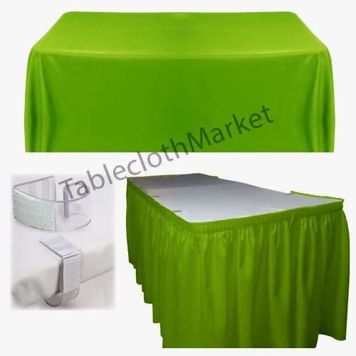 Polyester Pleated Table Set Skirt Skirting 21' Ft    Clip   Topper Media Day"