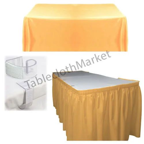 Polyester Pleated Table Set Skirt Skirting 21' Ft    Clip   Topper Media Day"