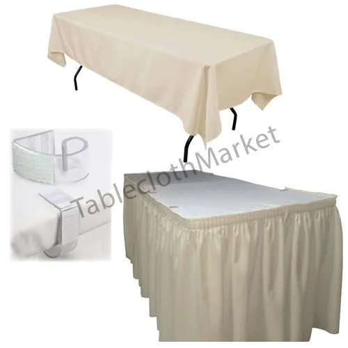 Polyester Pleated Table Set Skirt Skirting 21' Ft    Clip   Topper Media Day"