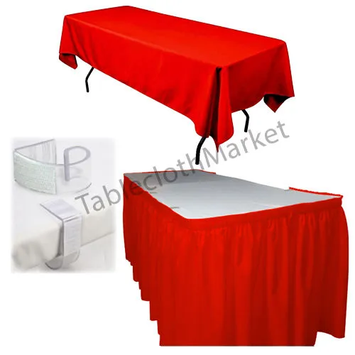 Polyester Pleated Table Set Skirt Skirting 21' Ft    Clip   Topper Media Day"