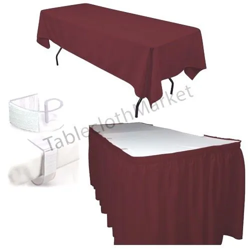 Polyester Pleated Table Set Skirt Skirting 21' Ft    Clip   Topper Media Day"