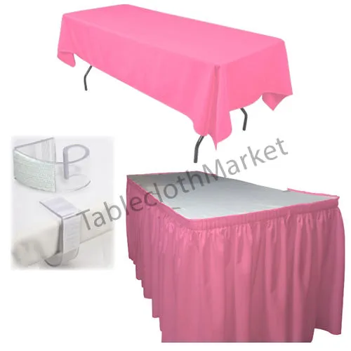 Polyester Pleated Table Set Skirt Skirting 21' Ft    Clip   Topper Media Day"