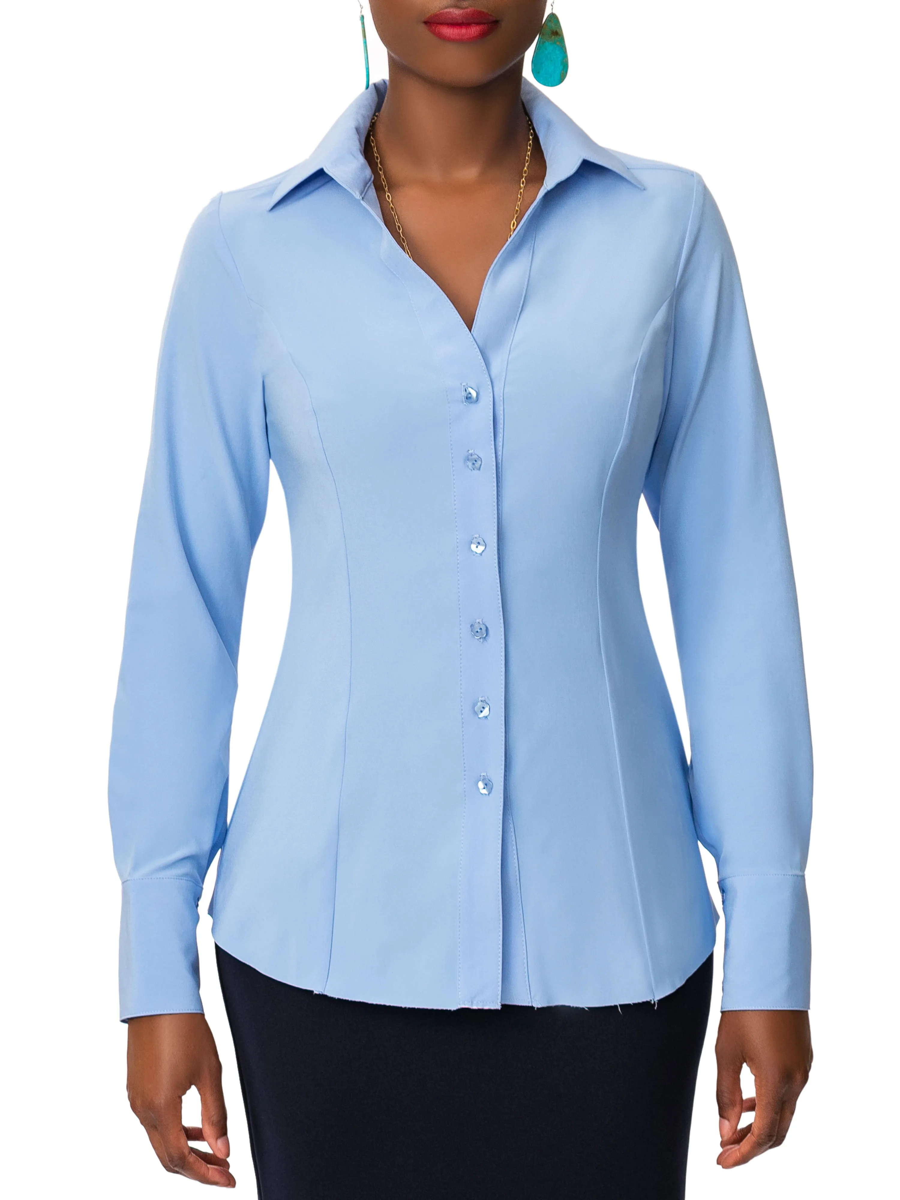 "Karla" Blue Button-Down Shirt