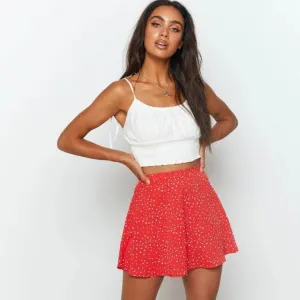 Red Rush Printed Mini Skirt