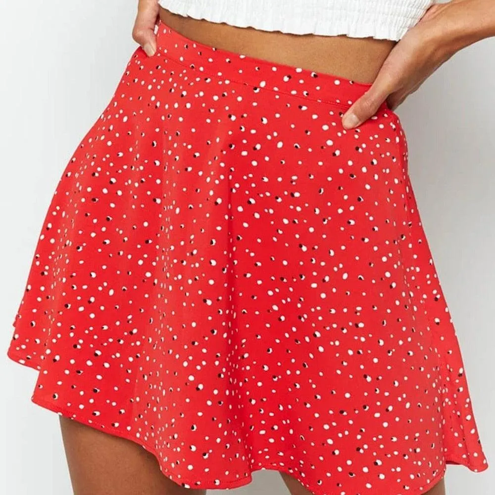 Red Rush Printed Mini Skirt