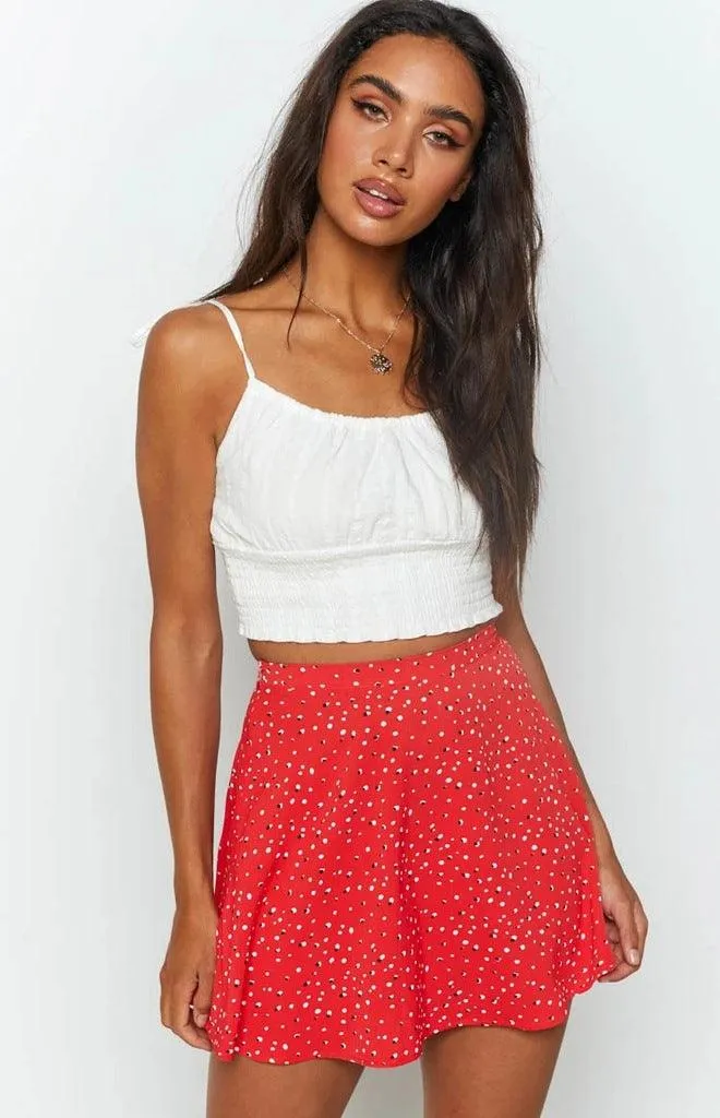 Red Rush Printed Mini Skirt