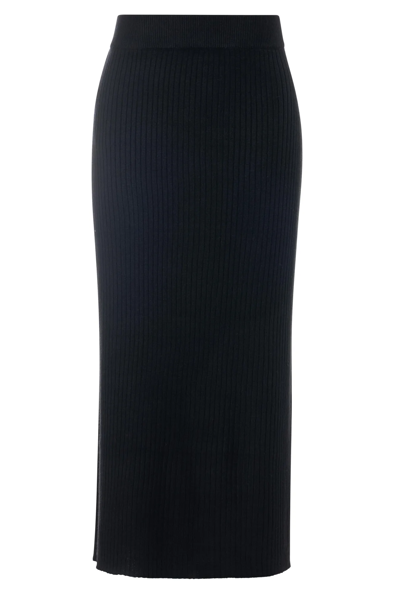 Rib Knit Touch of Wool Skirt | Black | 6340ZZ